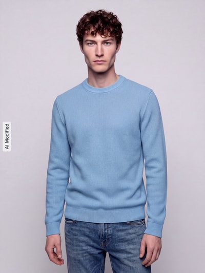 Selected Regular Fit Pullover aus reiner Baumwolle Modell 'DANE' Hellblau 4