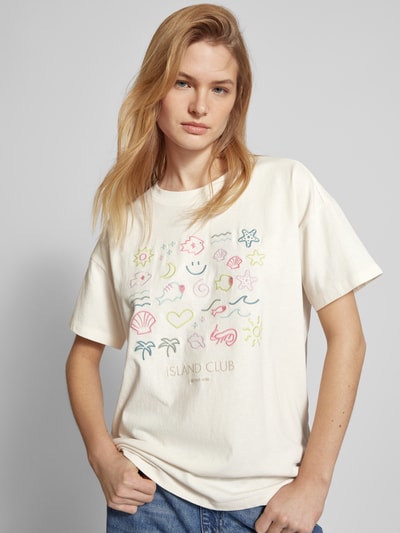 Jake*s Casual Oversized T-Shirt mit Motiv-Stitching Offwhite 3