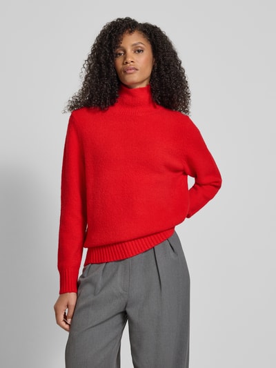 Jake*s Casual Sweter z dzianiny ze stójką Wiśniowy 4