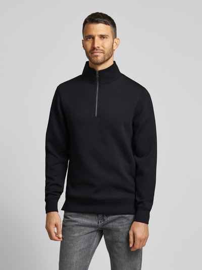 Casual Friday Sweatshirt met opstaande kraag, model 'Sebastian' Zwart - 4