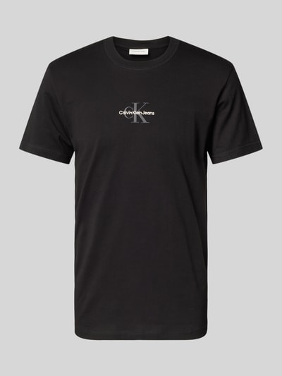 Calvin Klein Jeans T-Shirt mit Rundhalsausschnitt und Label-Stitching Black 2