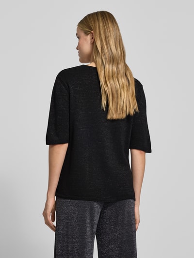 Milano Italy Gebreid shirt van wolmix met ronde hals Zwart - 5