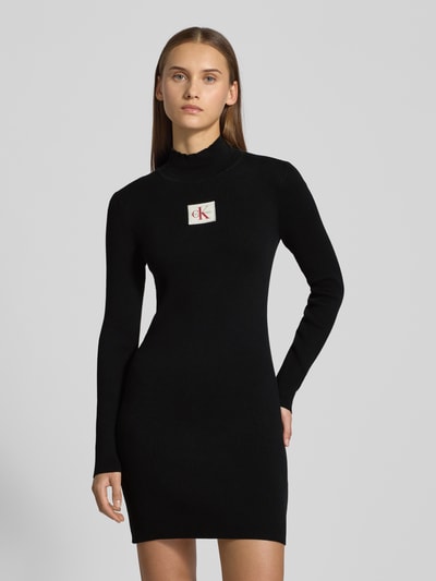 Calvin Klein Jeans Minikleid mit Logo-Patch in Strick-Optik Black 4