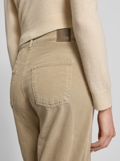 MAC Corduroy broek met wijde pijpen en steekzakken Zand - 3