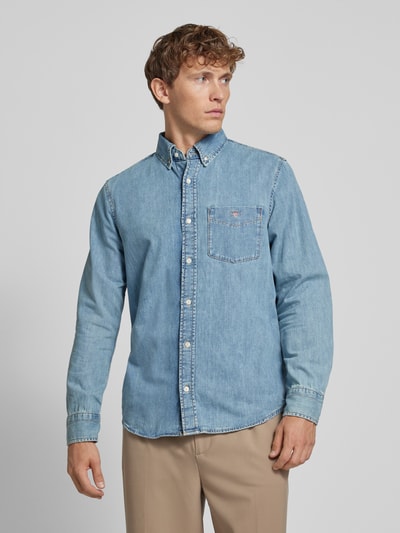 Gant Koszula jeansowa o kroju regular fit z kołnierzykiem typu button down Jasnoniebieski 4