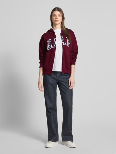 GAP Bluza rozpinana z kapturem Ciemnoczerwony melanż 1