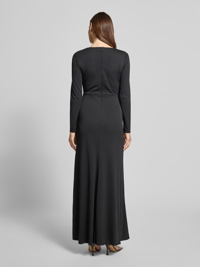 Lauren Ralph Lauren Avondjurk met V-hals en knoopdetail, model 'NADIRA' Zwart - 5