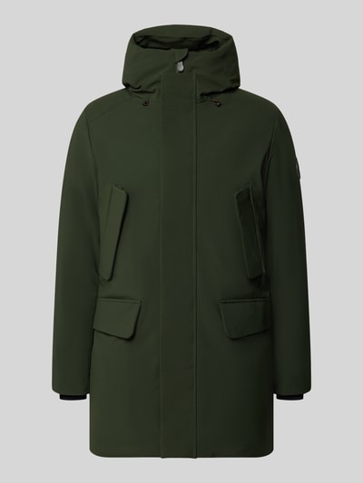Produktfoto, Jacke mit verdecktem Reißverschluss Modell 'WILSON' von Save The Duck in Dunkelgrün, Regular Fit, Pattentaschen, glatte Textur