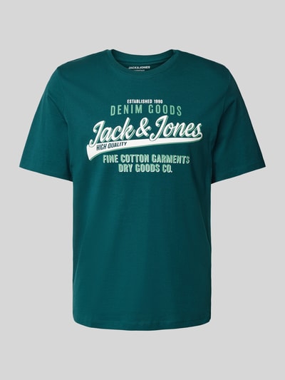 Jack & Jones T-shirt met labelprint, model 'ELOGO' Petrol - 2