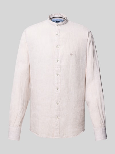 Fynch-Hatton Slim fit linnen overhemd met opstaande kraag Zand - 2