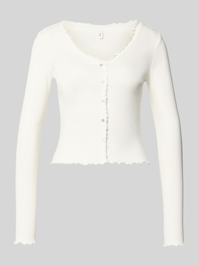 ONLY slim fit shirt met lange mouwen van katoenmix model 'LAILA' Offwhite - 2