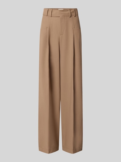 Produktfoto, Wide Fit Hose mit Woll-Anteil van closed in beige met bandplooien, steekzakken, haakjes- en ritssluiting, elastische materiaalmix