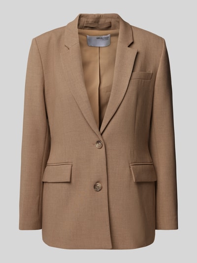 Selected Femme Blazer mit Pattentaschen Modell 'RITA' Camel Melange 2