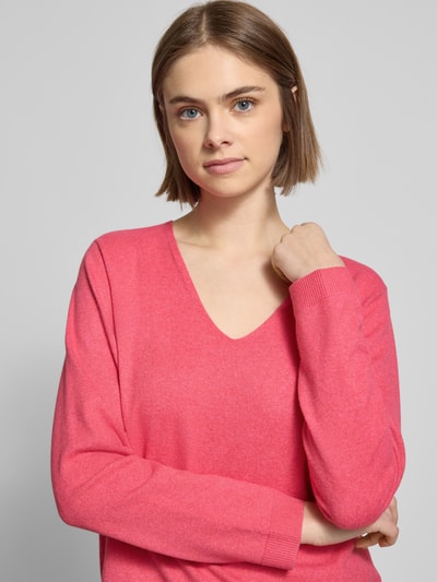 Pieces Regular Fit Strickpullover mit überschnittenen Schultern Modell 'BREE' Hellrot Melange 3