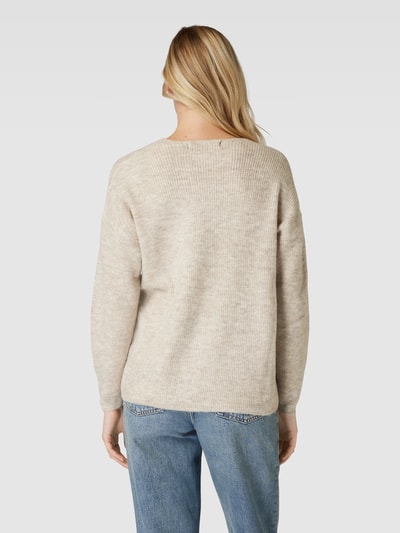 Vero Moda Gebreide pullover met structuurmotief, model 'CREWLEFILE' Ecru gemêleerd - 5