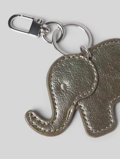 Produktfoto, Schlüsselanhänger mit Karabinerhaken Modell 'My Elephant' von Seidenfelt, glänzende strukturierte Oberfläche, Elefantenform, silberfarbene Details, Damen Schlüsselanhänger, Animal-Detail, Schlüsselring