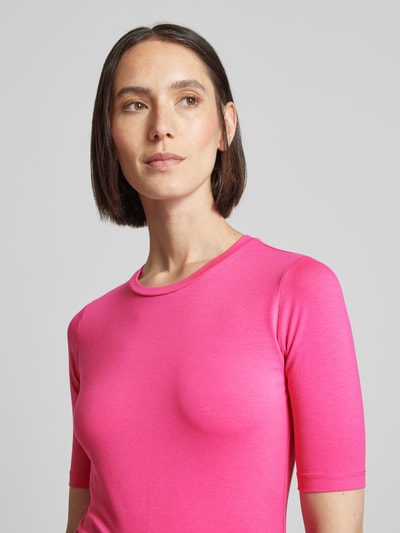 HUGO T-Shirt mit geripptem Rundhalsausschnitt Modell 'Darnelia' Pink 3