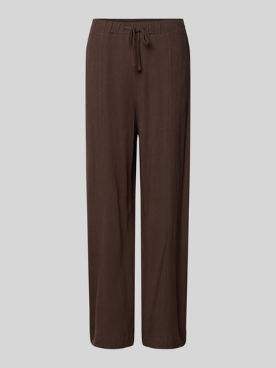 Produktfoto, Stoffhose aus Viskose-Leinen-Mix mit elastischem Bund von Jake*s Casual in Braun, Relaxed-Fit, Tunnelzug, glatte Struktur