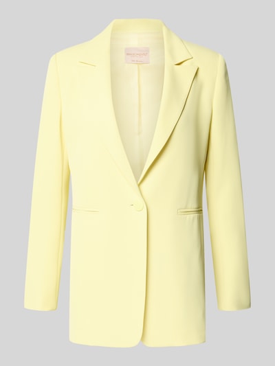 Produktfoto, Blazer mit Reverskragen Modell 'REWI' von Rinascimento in hellem Gelb, gerader Schnitt, Leistentaschen, glatte Oberfläche, Stretch-Anteil