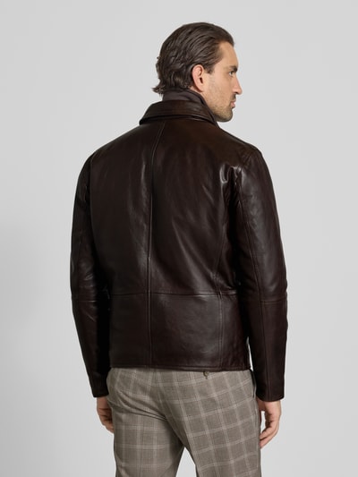 Strellson Regular fit leren jack van echt lamsnappa, model 'KELLAN' Donkerbruin - 5