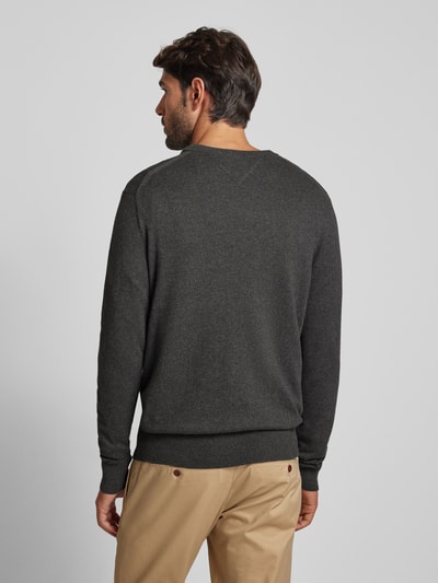 CK Calvin Klein Gebreide pullover met logostitching, model 'PIMA' Antraciet gemêleerd - 5