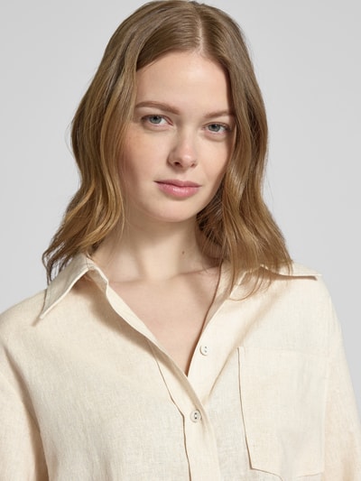 YAS Relaxed Fit Leinenbluse Modell 'FLAXY' Beige 3