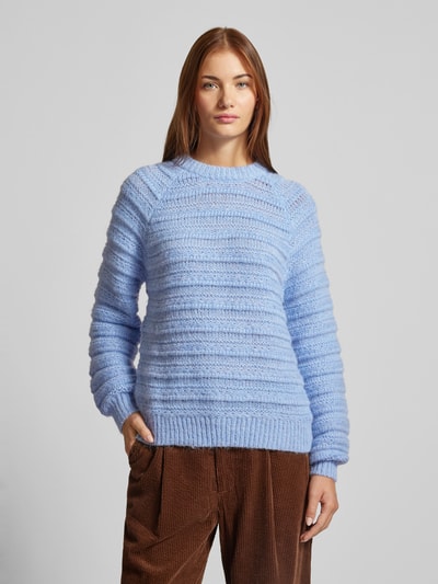 Pieces Regular Fit Strickpullover mit Strukturmuster Modell 'JAYDA' Hellblau 4