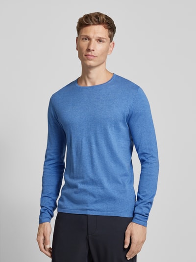 Christian Berg Men Strickpullover mit Rundhalsausschnitt Blau Melange 4