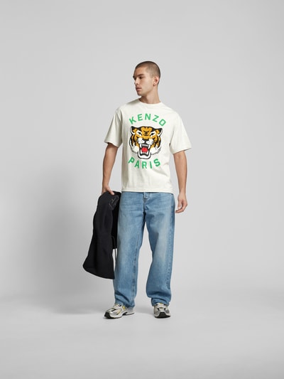 Kenzo T-Shirt mit Label-Print Mittelgrau Melange 1