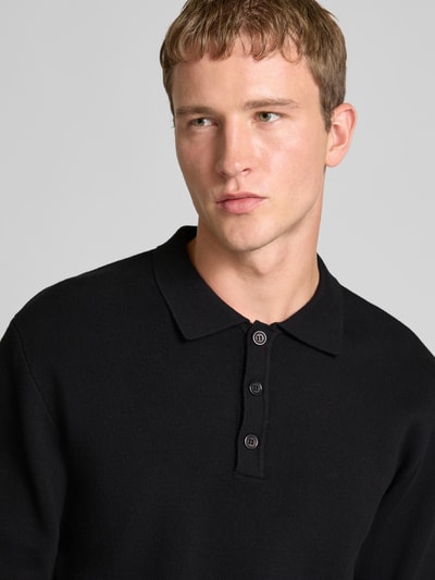 Redefined Rebel Gebreide pullover met kentkraag, model 'Peter' Zwart - 3