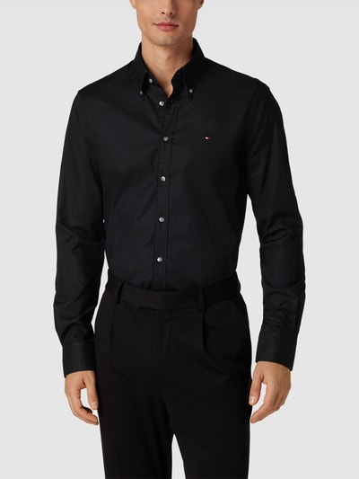 Tommy Hilfiger Tailored Business-Hemd mit Label-Stitching Modell 'FLEX' Black 4