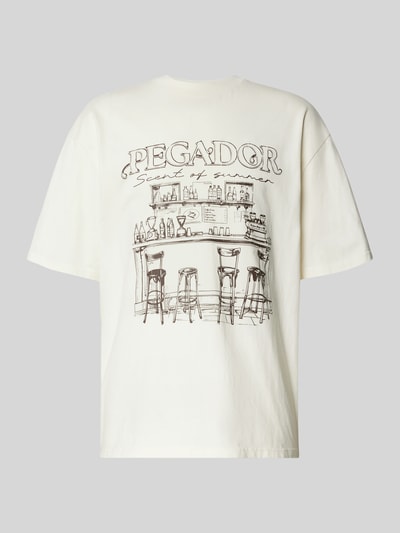 Pegador T-shirt o kroju oversized z nadrukiem z logo model ‘Barno’ Złamany biały 2