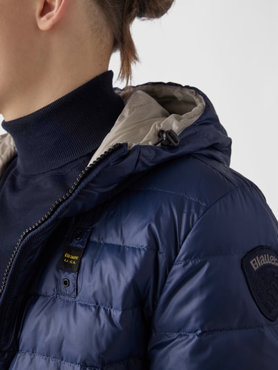 Blauer USA Daunenjacke mit Kapuze Marineblau 7