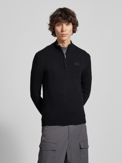 Superdry Gebreide pullover met opstaande kraag Zwart - 4