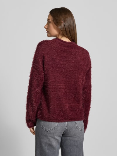 FREE/QUENT Gebreide pullover met ronde hals, model 'Cat' Bordeaux - 5