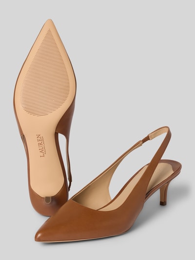 Lauren Ralph Lauren Pumps van leer met naaldhak, model 'LOLAH II' Cognac - 4
