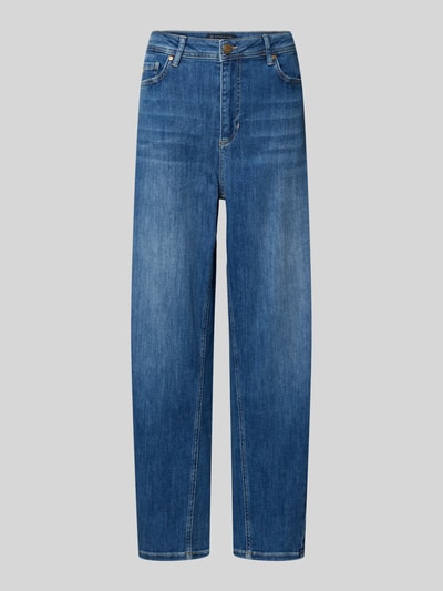 Produktfoto, blaue Jeans in 7/8-Länge im Used-Look Modell 'HANNI' von Raffaello Rossi aus Baumwoll-Mix mit Relaxed Fit, sichtbare Textur