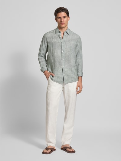 Jack & Jones Premium Regular Fit Freizeithemd aus reinem Leinen Modell 'LAWRENCE' Oliv 1