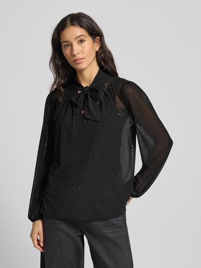 More & More Regular fit strikblouse met siersteentjes Zwart - 4