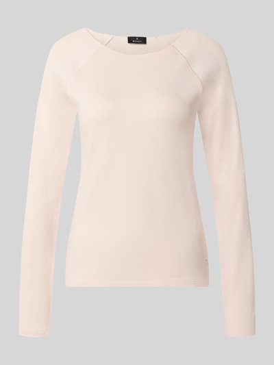 Produktfoto, Regular Fit Longsleeve aus Viskose-Mix von monari in hellem Beige, elastisches Material mit weicher Textur, Rundhalsausschnitt, langärmeliges Design, Rückenlänge 56 cm bei Größe 36