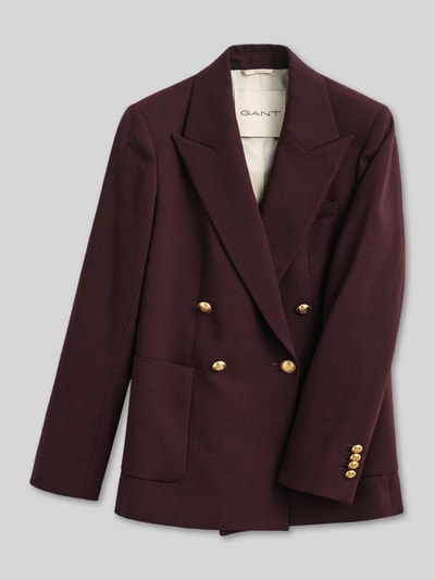 GANT Regular fit korte blazer van wolmix met gouden knopen Bordeaux - 2