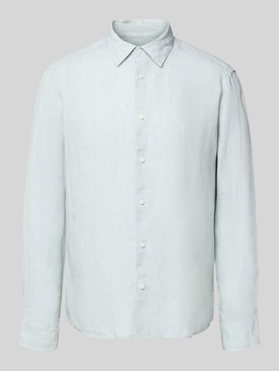Produktfoto, Regular Fit Freizeithemd aus reinem Leinen Modell 'REGKYLIAN' von SELECTED HOMME, Optik: Unifarben, Flammgarn-Textur, Kentkragen, durchgehende Knopfleiste, Label-Patch, Langarm, Sportmanschette, Materialverarbeitung: reiner Leinen.