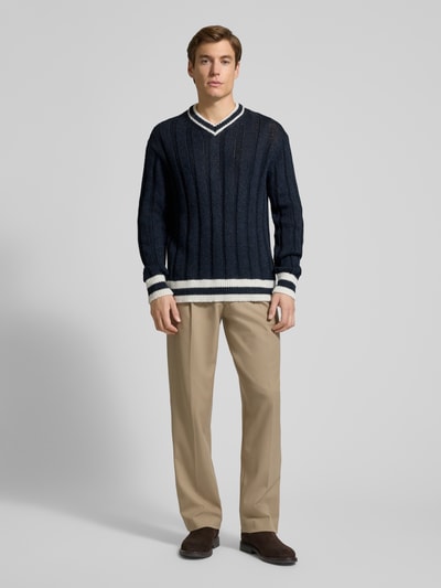 SELECTED HOMME Relaxed Fit Strickpullover mit Woll-Anteil Modell 'ROY' Dunkelblau 1