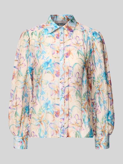 Produktfoto, Regular Fit Bluse aus Viskose-Mix mit floralem Muster von Christian Berg Woman Selection, mieszanka wiskozy, krój regular fit, kwiatowy wzór, kołnierzyk koszulowy, listwa guzikowa, długość tyłu w rozmiarze 36: 62 cm, długość rękawów w rozmiarze 36: 66 cm