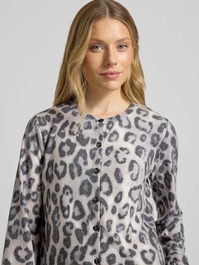 monari Cardigan met ronde hals en knoopsluiting Taupe - 3