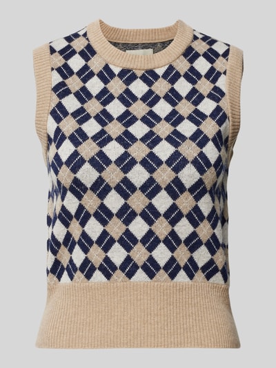 Gant Pullunder mit Rundhalsausschnitt Modell 'ARGYLE' Hellbraun 2