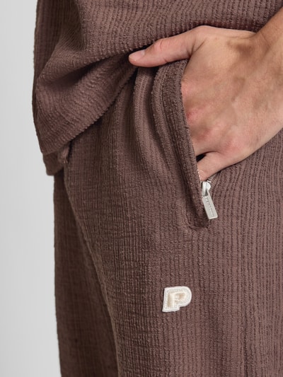 Pegador Regular fit sweatpants met structuurmotief, model 'Libco' Donkerbruin - 3