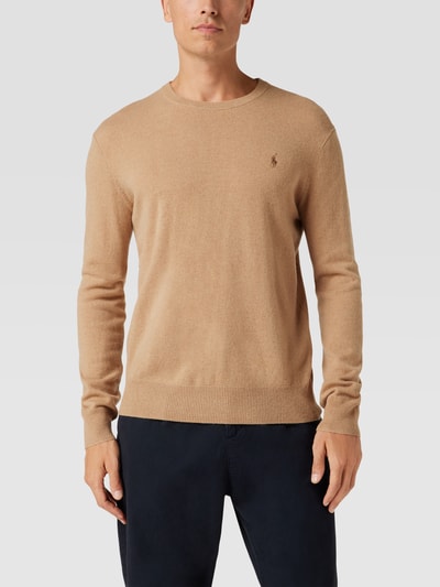 Polo Ralph Lauren Kasjmier pullover met merkstitching Camel gemêleerd - 4