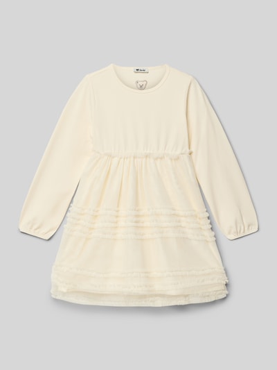 Steiff Knielanges Kleid mit Rüschen und Rundhalsausschnitt Ecru 1