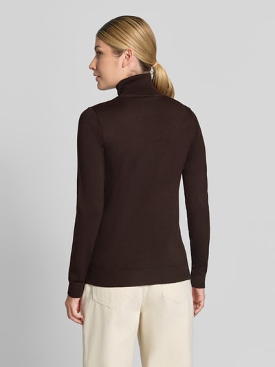 ICHI sweter z dzianiny Slim Fit z mieszanki wiskozy model 'IHLULS' Ciemnobrązowy 5